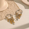304 Stainless Steel Chain Tassel Hoop Earrings for Women HJ6544-2-4