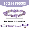 FIBLOOM 4Pcs 4 Style Natural Amethyst Beaded Stretch Bracelets Set BJEW-FI0001-58-2