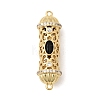 Brass Pave Black and Clear Cubic Zirconia Filigree Cylinder Connector Charms KK-C255-25G-1