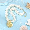 Ocean Brass Conch Shell Shape Pendant Natural Shell Chip Beaded Necklaces NJEW-JN06373-1