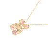 Easter Pink Rabbit Zinc Alloy Enamel with Imitation Pearl Pendant Iron Chain Necklaces for Women FS-WGDCBF5-01-4