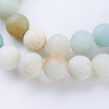 Frosted Natural Flower Amazonite Round Bead Strands G-J363-01-8mm-3