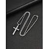 Religion 304 Stainless Steel Hammered Textured Cross Pendant Necklaces WG2F369-02-1