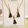 Christmas Tree Alloy Enamel Pendant Necklaces & Dangle Earrings Sets WG2E782-10-1