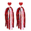 Heart Acrylic & Plastic Glitter Tassel Stud Earrings FS-WGEB983-08-1