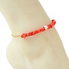 Natural Dyed Freshwater Shell Nuggets Beaded 304 Stainless Steel Cable Chain Anklets for Women AJEW-AN00827-4