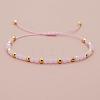 Glass & Brass Round Beads Braided Bead Bracelets LS-RD6595-4-1