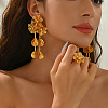 Iron Hollow Flower Earring & Cuff Rings Sets for Women Engagement Wedding Party Accessories AS0088-4