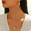 Brass Plastic Stud Earrings & Pendant Necklaces Sets for Women KW7238-3