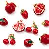 10Pcs 5 Style Red Fruit Theme Brass Enamel Charms KK-LS0001-30-5
