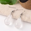 Natural Crystal Teardrop Dangle Earrings EJEW-J086-07-1