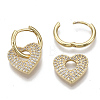 Brass Micro Pave Clear Cubic Zirconia Dangle Huggie Hoop Earrings EJEW-R115-001-NF-4