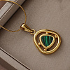 316 Surgical Stainless Steel with Dyed Synthetic Shell Triangle Pendant Necklaces for Women ZG7570-4