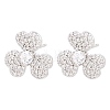 Brass Micro Pave Cubic Zirconia Stud Earrings EJEW-G471-51P-4