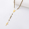 Vintage 304 Stainless Steel Column Rosary Bead Necklaces VY6657-7-1