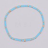 Minimalist Glass Seed Beads & Brass Beads Stretch Bracelets for Women BC0195-14-1