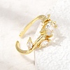 Brass Micro Pave Cubic Zirconia Cuff Open Rings CU-CBA108A-13G-02-2