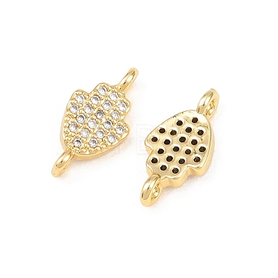 Religion Brass Micro Pave Clear Cubic Zirconia Hamsa Hand Links Connector Charms KK-C162-039G-1