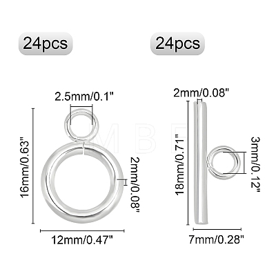 Unicraftale 304 Stainless Steel Toggle Clasps STAS-UN0016-44S-1