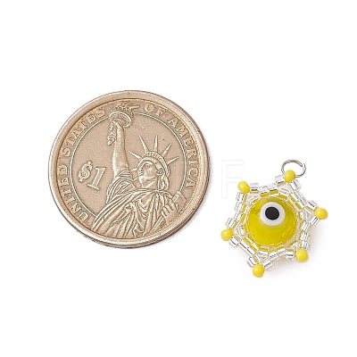 Beaded Star Eye Charms PALLOY-MZ00574-08-1