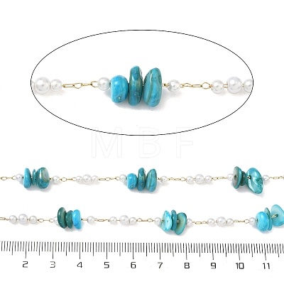 Handmade Natural Shell & ABS Imitation Beaded Chains CHS-F025-13G-01-1