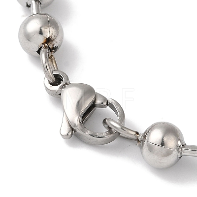 Non-Tarnish 304 Stainless Steel Beads Ball Chain Bracelets for Women BJEW-B092-02A-P-1
