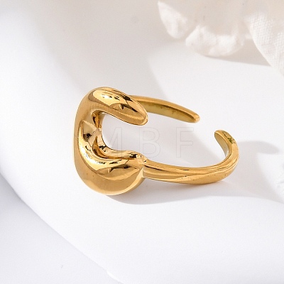 304 Stainless Steel Open Cuff Rings for Women RJEW-M060-01G-03-1