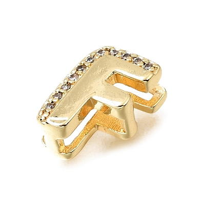 Brass Micro Pave Clear Cubic Zirconia Initial Spacer Bars KK-E802-34G-F-1