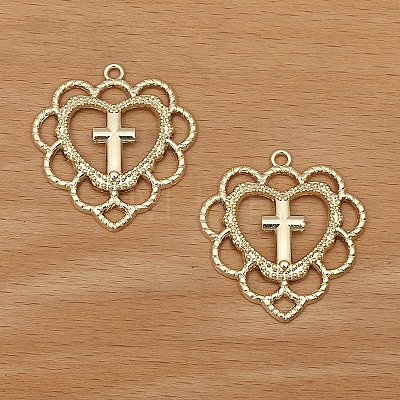 Hollow Heart Cross Alloy  Pendants PW-WGAFC42-04-1