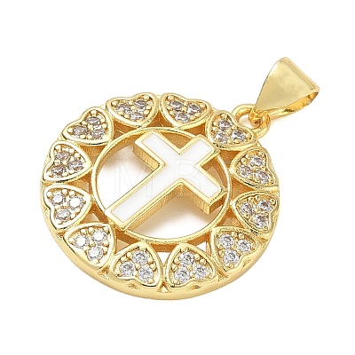 Religion Cross Brass Micro Pave Clear Cubic Zirconia Pendants CU-CBA83A6-03C-G02-1