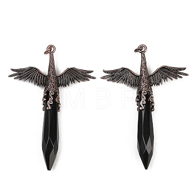Natural Obsidian Faceted Pointed Bullet Shaped Big Pendants G-T145-01R-07-1
