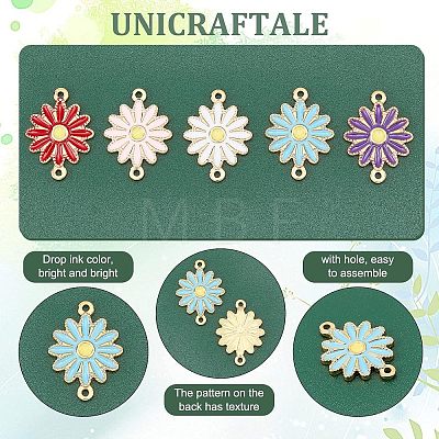 Unicraftale 5Pcs 5 Style Ion Plating(IP) 304 Stainless Steel Enamel Connector Charms STAS-UN0036-97-1