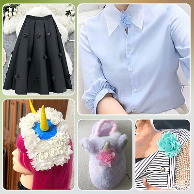 16Pcs 8 Style Cloth & Iron Brooches JEWB-PH01308-1