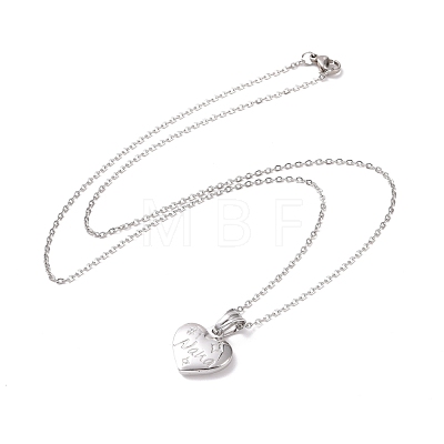 304 Stainless Steel Heart with Word Nana Pendant Necklace for Women STAS-E154-13P-1