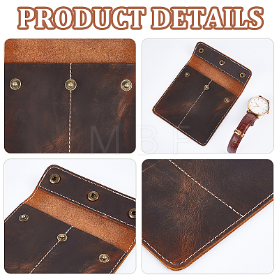 Square Portable Leather Single Watch Pouch Storage Bags ABAG-WH0047-09-1