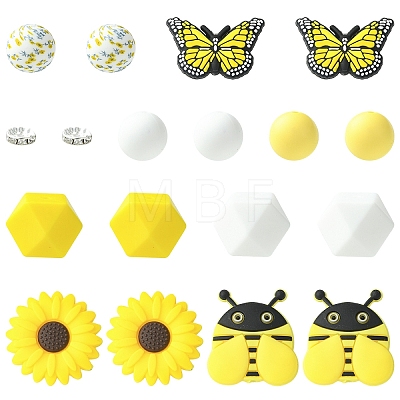 25Pcs 8 Styles Silicone & 15Pcs Iron Grade A Crystal Rhinestone Spacer Beads Findings Kits SIL-YW0002-67C-1