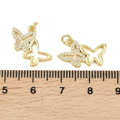 Brass Micro Pave Clear Cubic Zirconia Charms KK-D218-26G-06-1