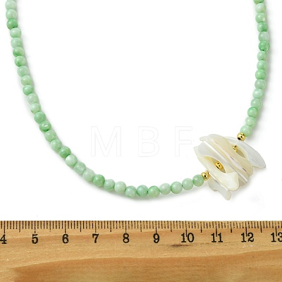 Natural Trochid Shell Chip and Round Natural Pearl Beaded Necklacess for Women NJEW-JN06222-1
