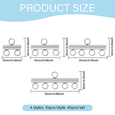 40Pcs 4 Styles 304 Stainless Steel Column Chandelier Component Links FIND-GO0003-59-1