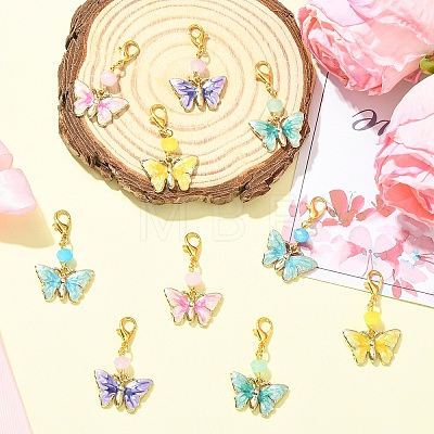 10Pcs 5 Colors Alloy Enamel Pendant Decorations HJEW-YW00459-1