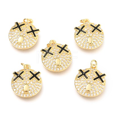 Brass Micro Pave Clear Cubic Zirconia Pendants X-ZIRC-B0004-15G-1