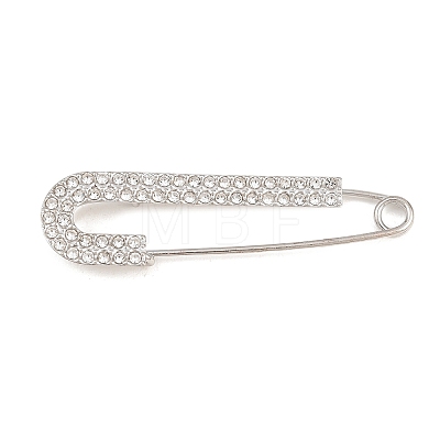 Crystal Rhinestone Safety Pin Brooches JEWB-A040-01C-P-1