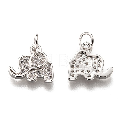 Brass Micro Pave Clear Cubic Zirconia Charms ZIRC-C020-35-1