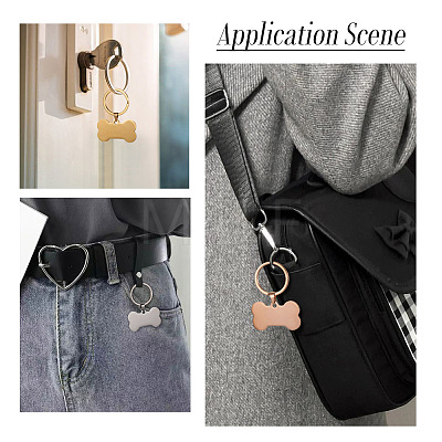 4Pcs 4 Colors Stainless Steel Bone Keychains KEYC-TA0004-80A-1
