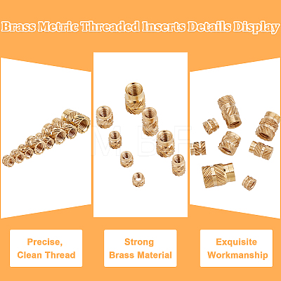 170Pcs 8 Style Brass Metric Threaded Inserts for Plastic Heat Set Insert DIY-CP0007-35-1