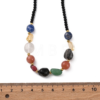 304 Stainless Steel Natural Gemstone Beaded Necklaces NJEW-U026-14G-1