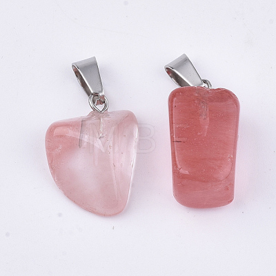 Cherry Quartz Glass Pendants G-Q996-21-1