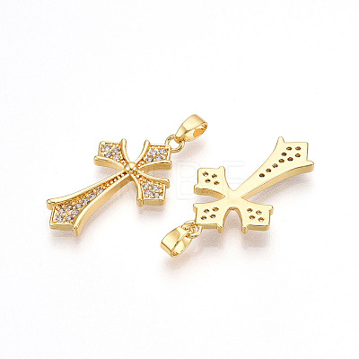 Brass Micro Pave Cubic Zirconia Pendants KK-N257-31G-1