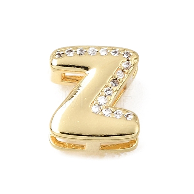 Brass Micro Pave Clear Cubic Zirconia Initial Spacer Bars KK-E802-34G-Z-1