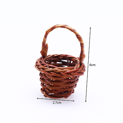 Dollhouse Miniature Wicker Handheld Basket for Pretend Play Toy Scene Decoration PW-WG40785-01-1